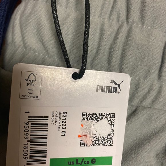 Puma Nipsey Gray TMC Adjustable Waist Zipped Pockets Athletic Marathon Pants S L - Picture 6 of 7